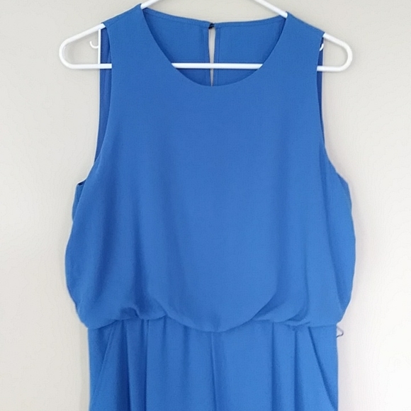 Vince Camuto Pleated Wide Leg Gaucho Jumpsuit 10 Blue - Picture 5 of 16